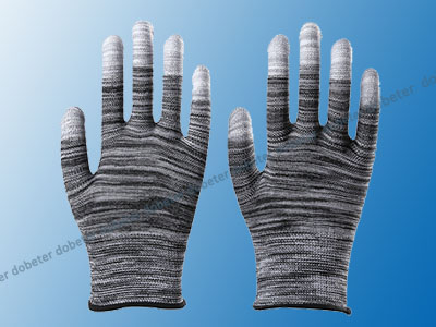 esd gloves black fingertip coated