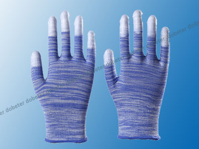 esd gloves blue fingertip coated