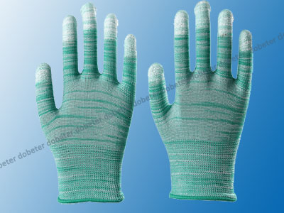 esd gloves green fingertip coated