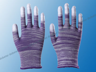 esd gloves purple fingertip coated