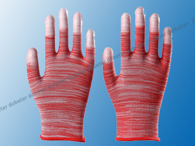 red fingertip coated