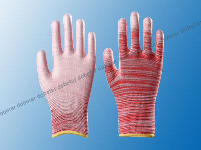 esd gloves red palm coated